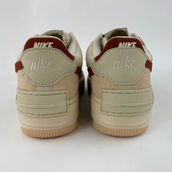 Nike Air Force 1 Shadow Shimmer Mars Stone Women's Sneakers Shoes Beige Red - Picture 4 of 12